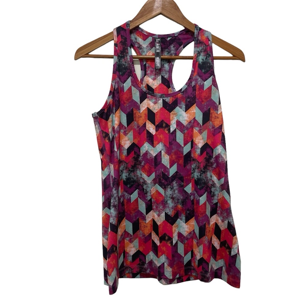 Lukka Athletic Racerback Tank Top Geometric Multicolor abstract pattern Medium